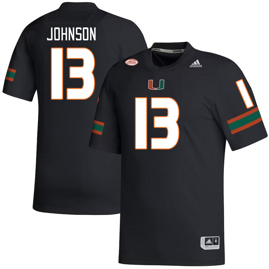 #13 DeAndre Johnson Miami Hurricanes Jerseys Football Stitched-Black